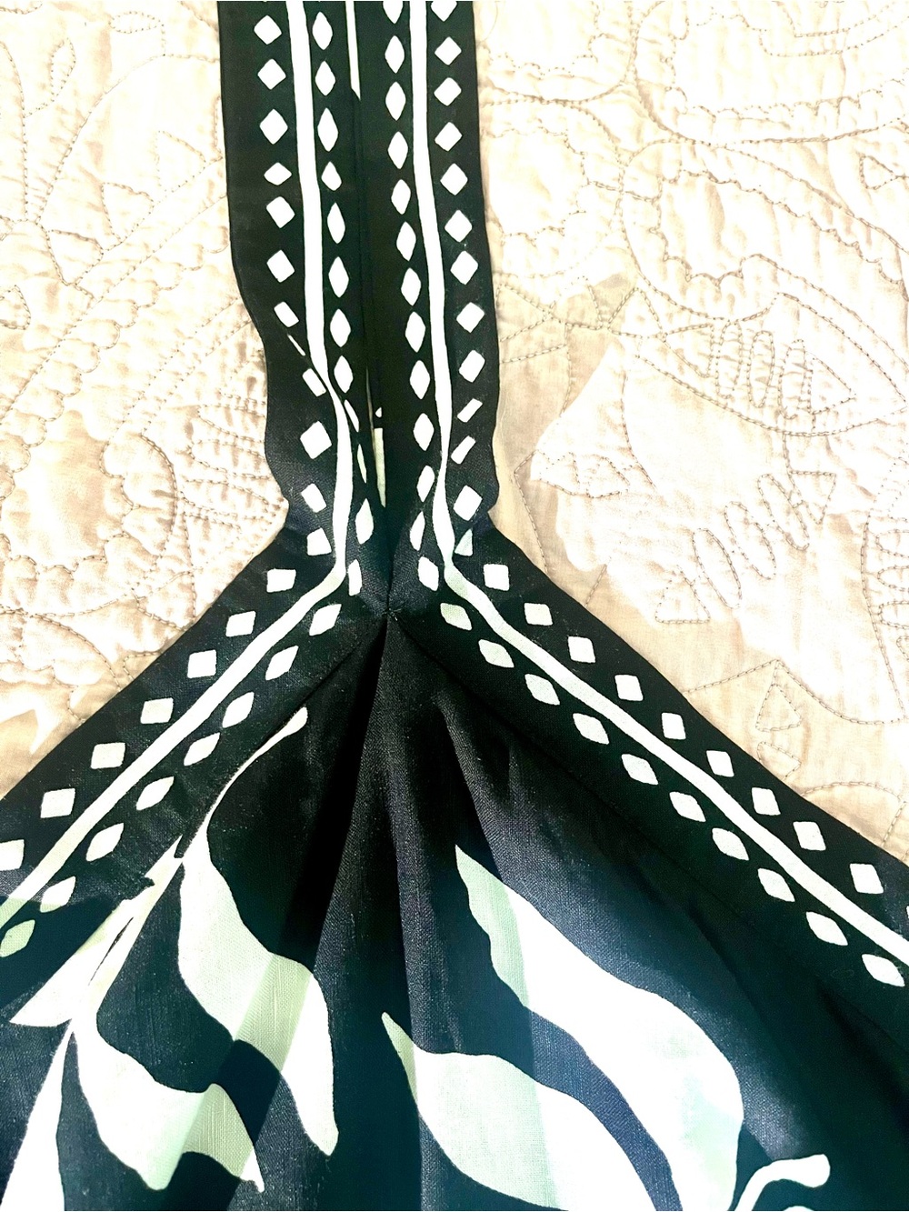 Loft Black and White Fern Print Linen Blend Halter Dress - Picture 7 of 8